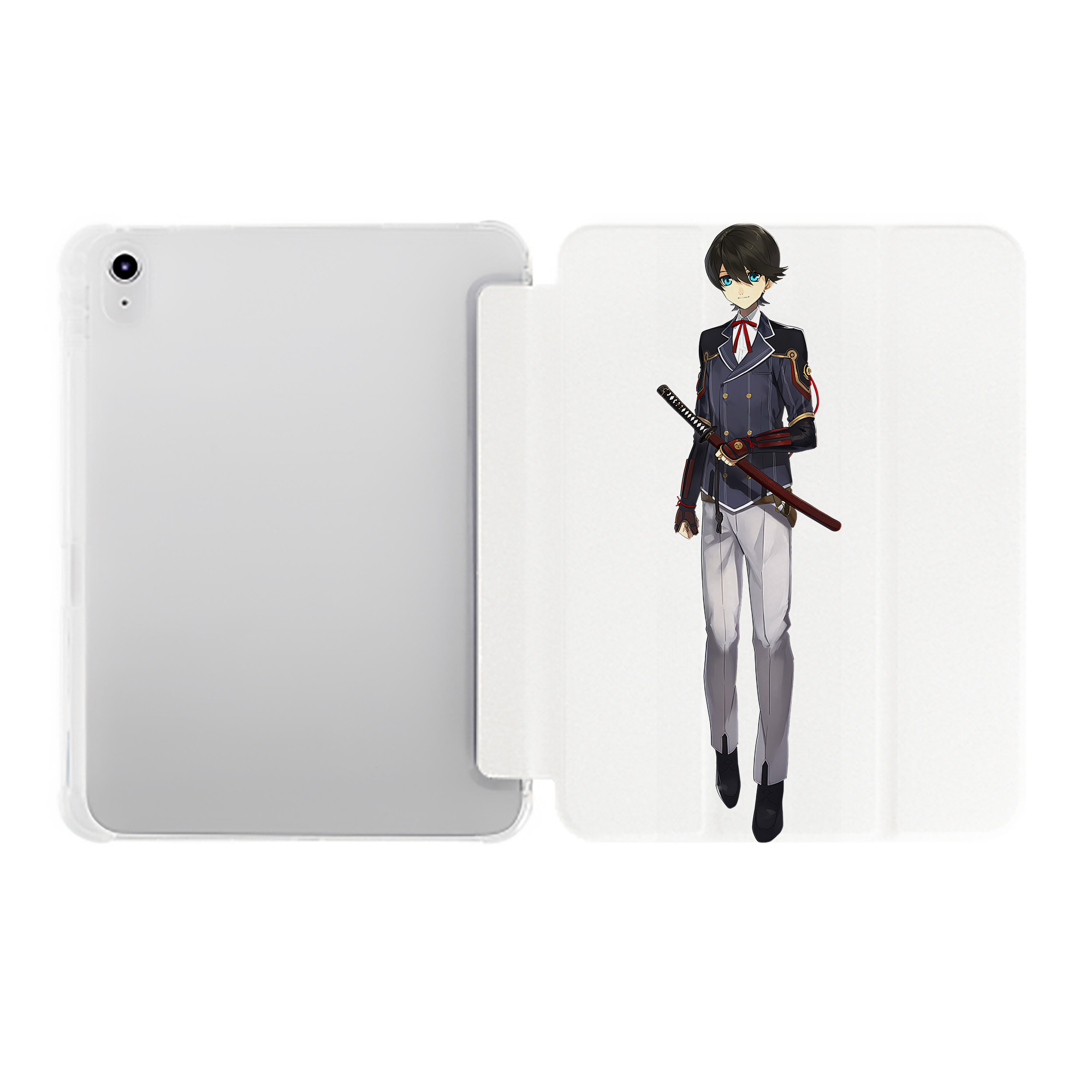 （画像用） 刀剣乱舞 Touken Ranbu IPad ケース ペン収納付き 三つ折りスタンド PUレザー×シリコン 対応機種9.5/10.5/10.9インチ